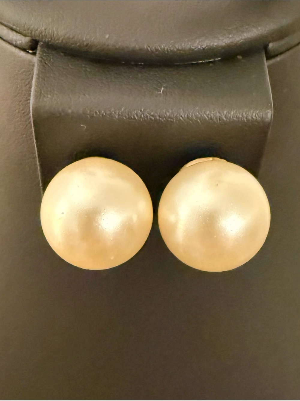 Large Faux Pearl Clip On Earrings Cream Ivory Round Statement Vintage Style
